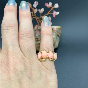 Sz6 gold plated pink coral bamboo ring.